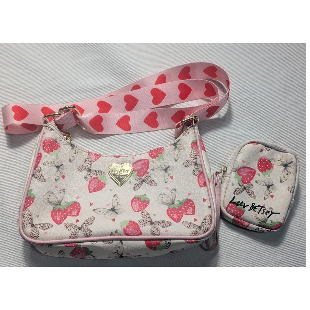 Luv Betsey by Betsey Johnson Strawberry Butterfly Shoulder Bag & Pouch Set